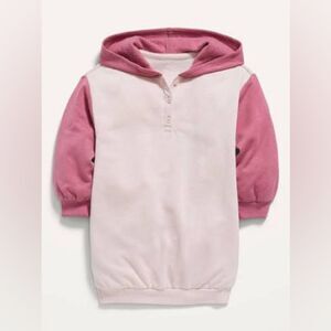 Old Navy Color-Blocked French Terry Hoodie Dress for Toddler Girls 4T Pink